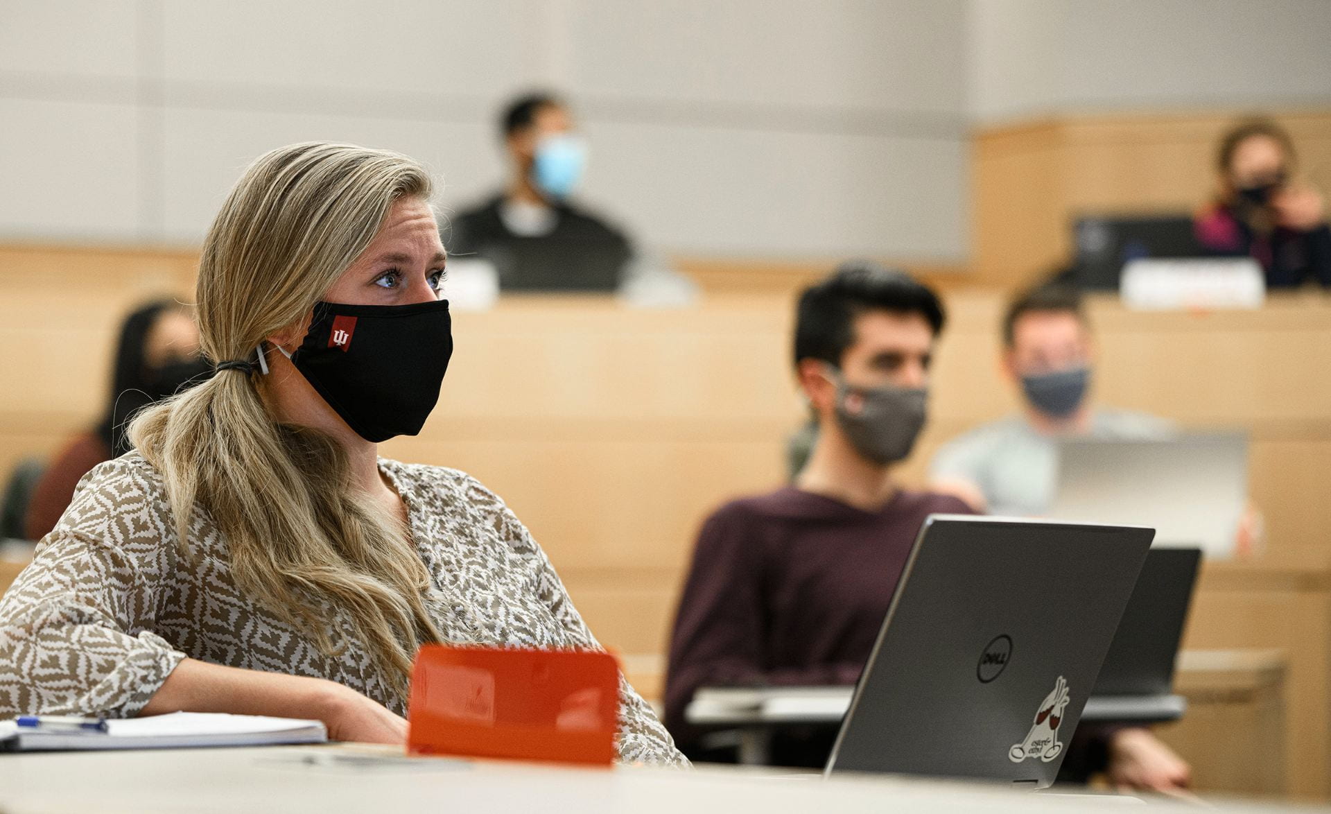 Photos of Full-Time MBA students wearing face masks and social distancing in the classroom were taken on October 6, 2020.